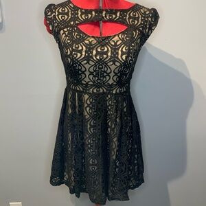 Black Lace Overlay Dress By Pinky
